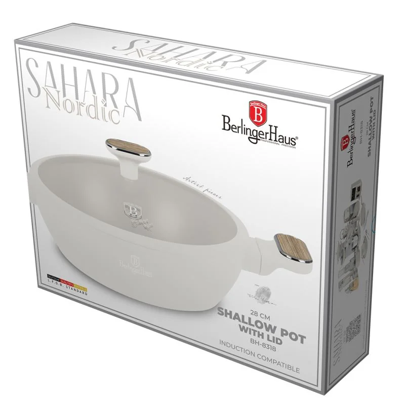 Berlingerhaus Pánev hluboká s titanovým povrchem a poklicí 28 cm Sahara Nordic Collection