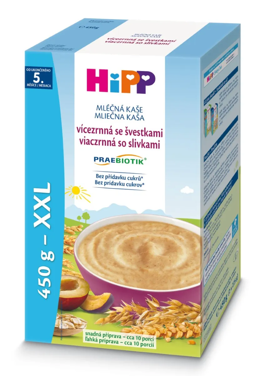 Hipp Mléčná kaše PRAEBIOTIK vícezrnná se švestkami 450 g