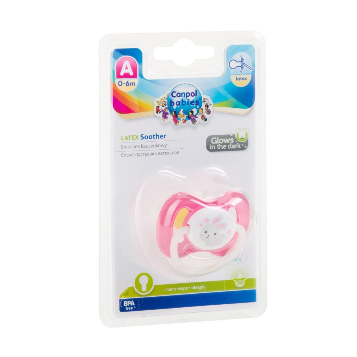 Canpol babies Bunny & Company Dudlík kaučukový třešinka 0-6m 1 ks růžový