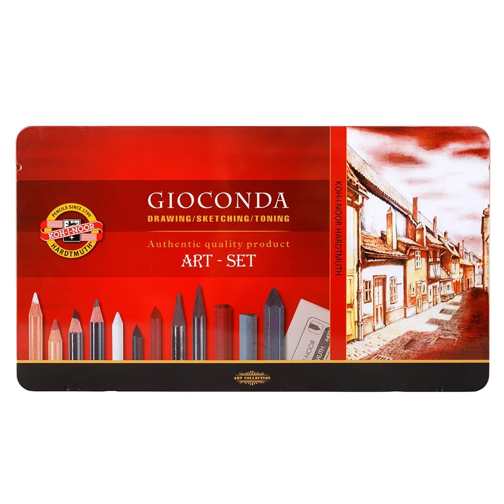 KOH-I-NOOR GIOCONDA 8891 - kreslířská sada pro suchou kresbu v plechovém pouzdře - 39 ks