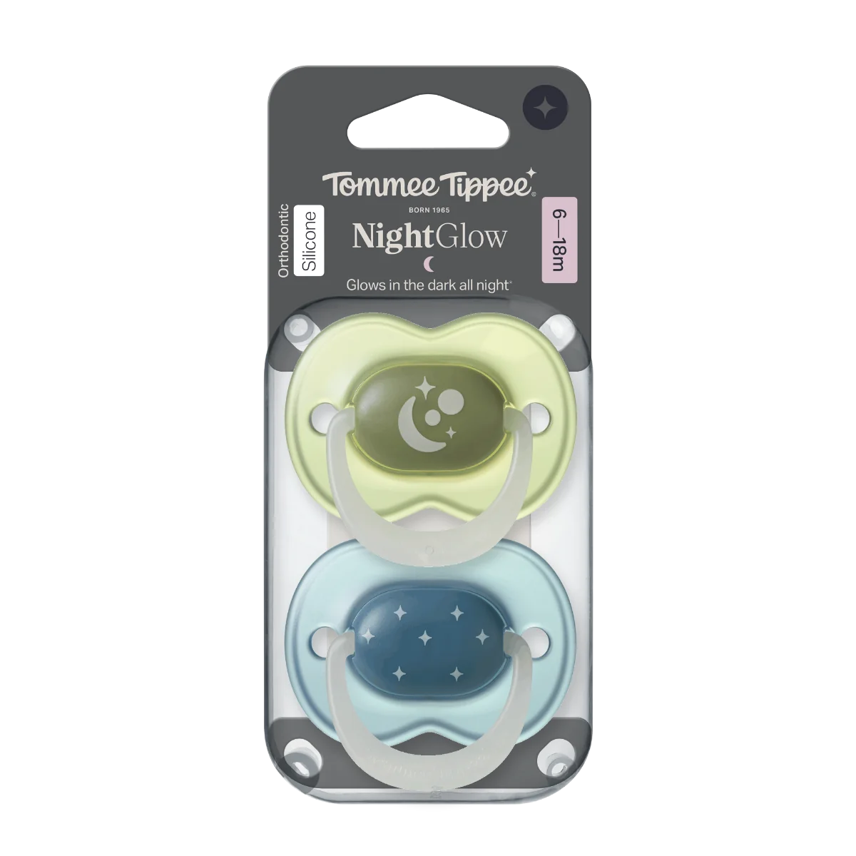 Tommee Tippee Silikonový dudlík Night 6-18m 2 ks více barevných variant