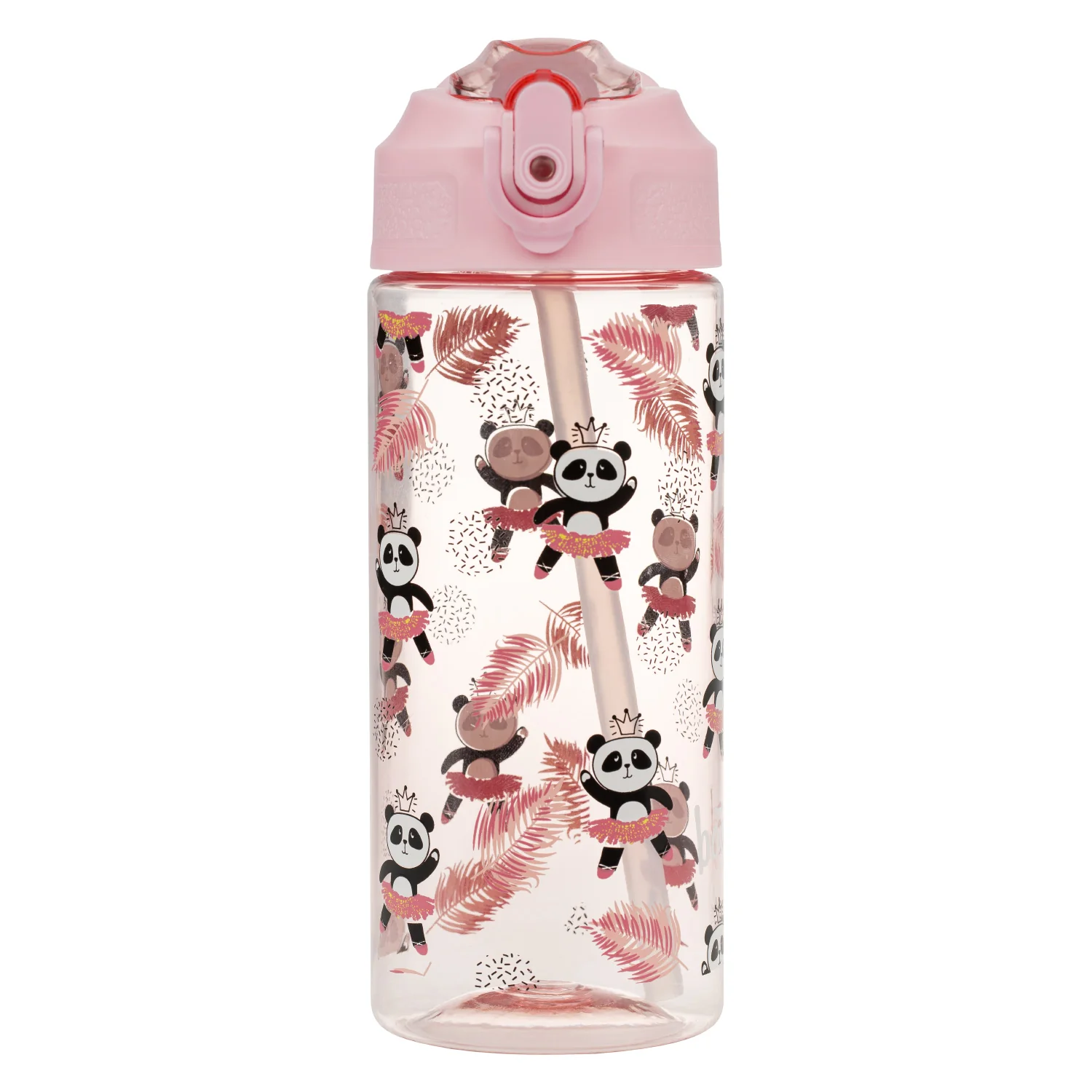 Baagl Tritanová láhev na pití s brčkem Panda, 500 ml