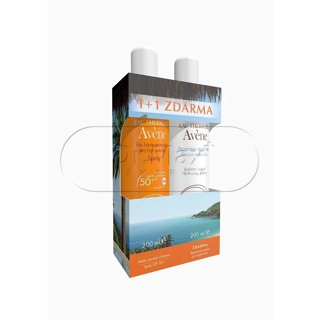 Avene Sprej opalovací ochranný sprej + Reparační péče po opalování SPF 50+ 200+200 ml