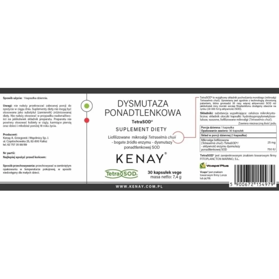 Kenay Dysmutáza superoxidu TetraSOD 30 kapslí
