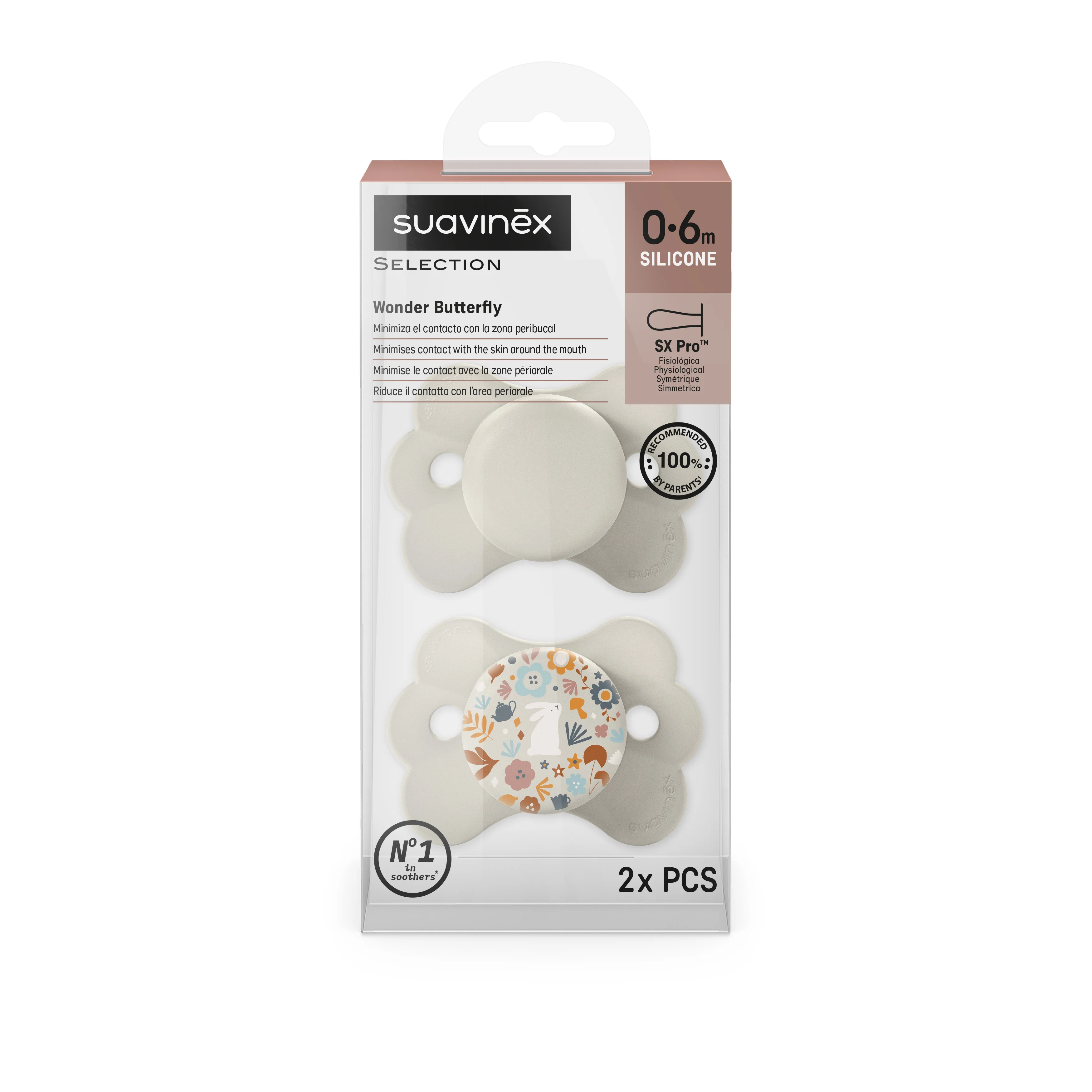 Suavinex Wonderland SX PRO Fyziologický dudlík 0-6m 2 ks krémový