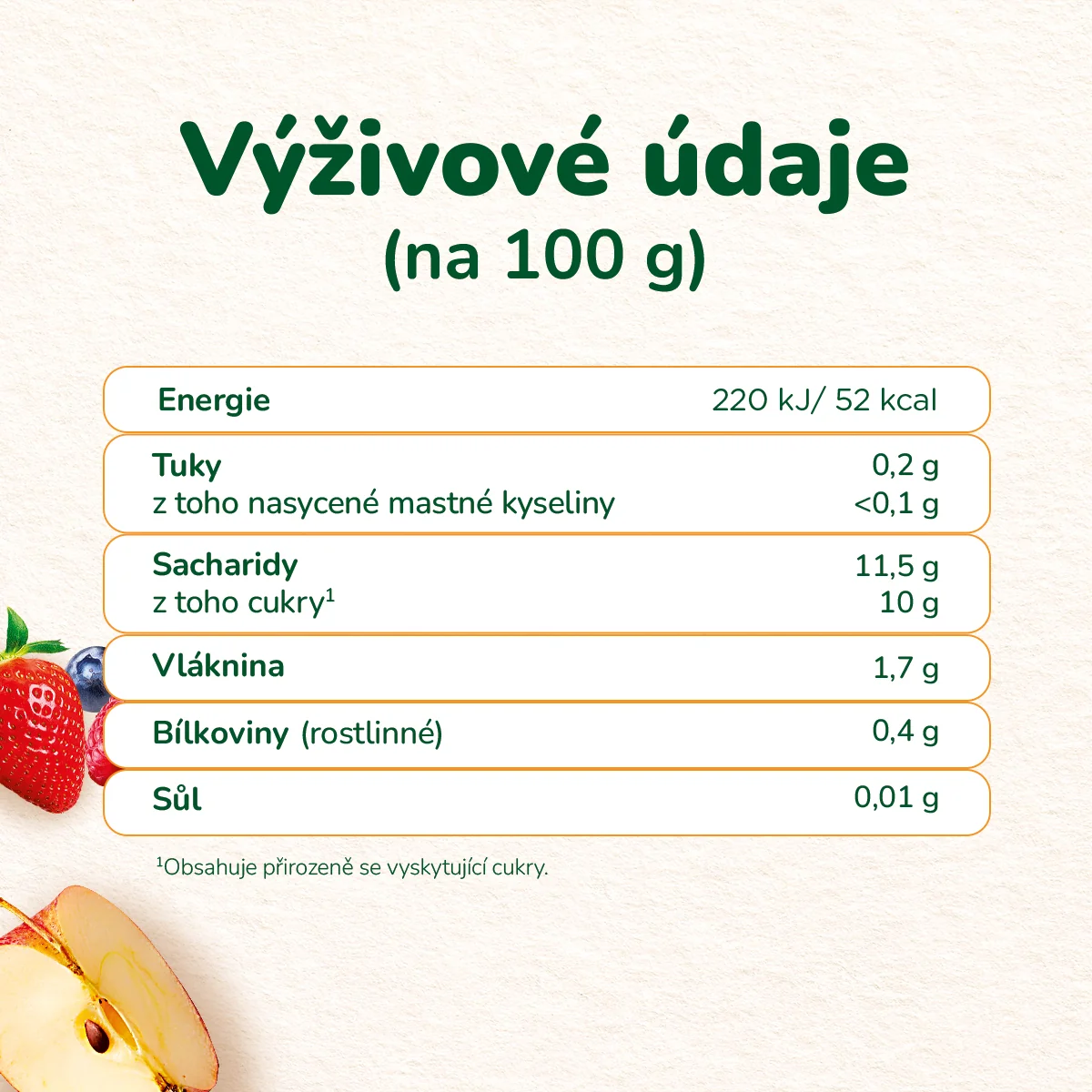 Sunar BIO Jablko, jahoda, borůvka, malina 4m+ kapsička 100 g