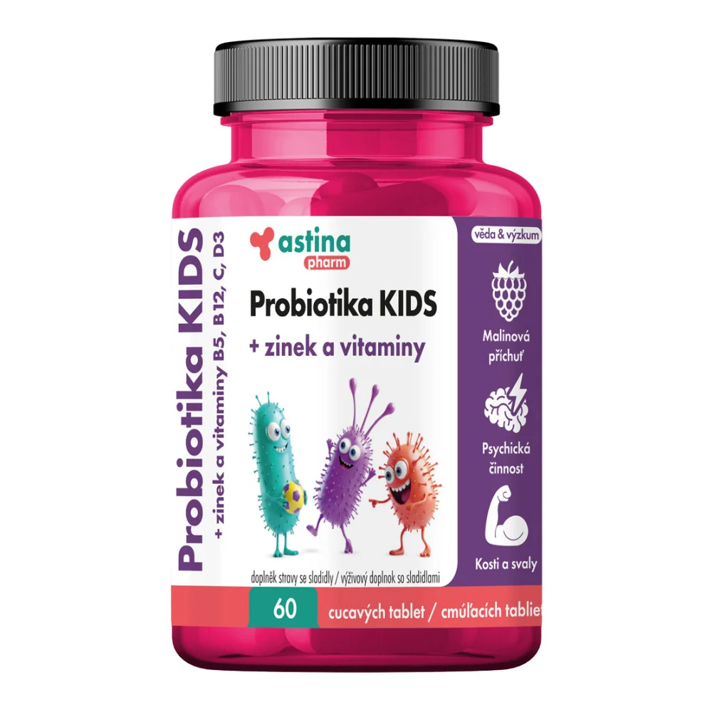 Astina Probiotika KIDS, zinek a vitaminy 60 cucavých tablet