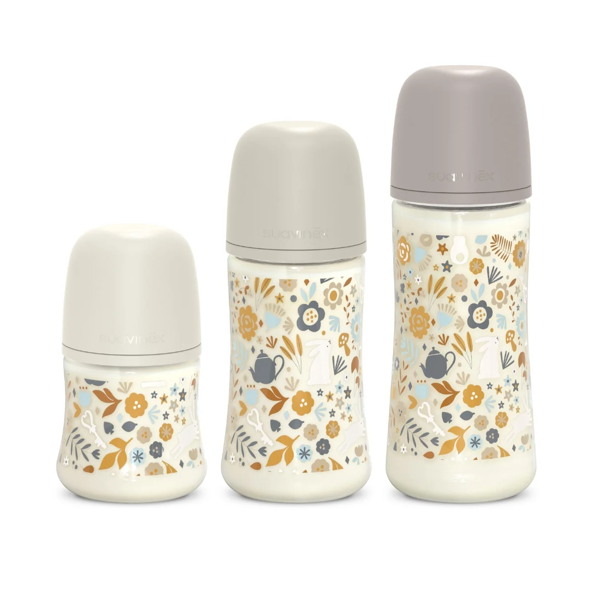 Suavinex Wonderland Kojenecká láhev průtok M 3m+ 270 ml 1 ks liberty krémová