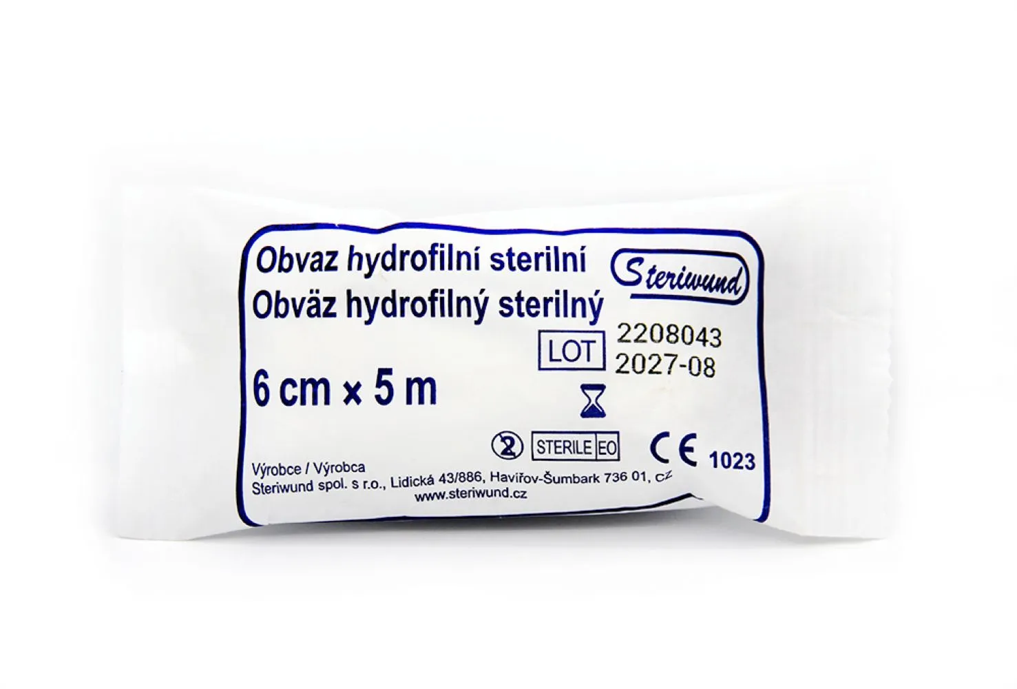 Steriwund Obinadlo hydrofilní pletené sterilní 6 cm x 5 m