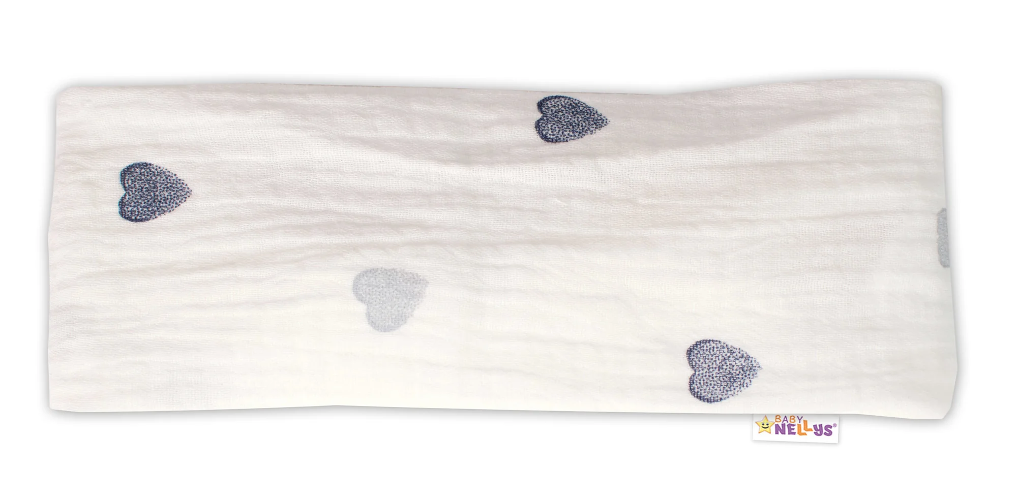 Baby Nellys Letní čelenka, bandana, mušelín, Srdíčka, smetanová vel. 104/110