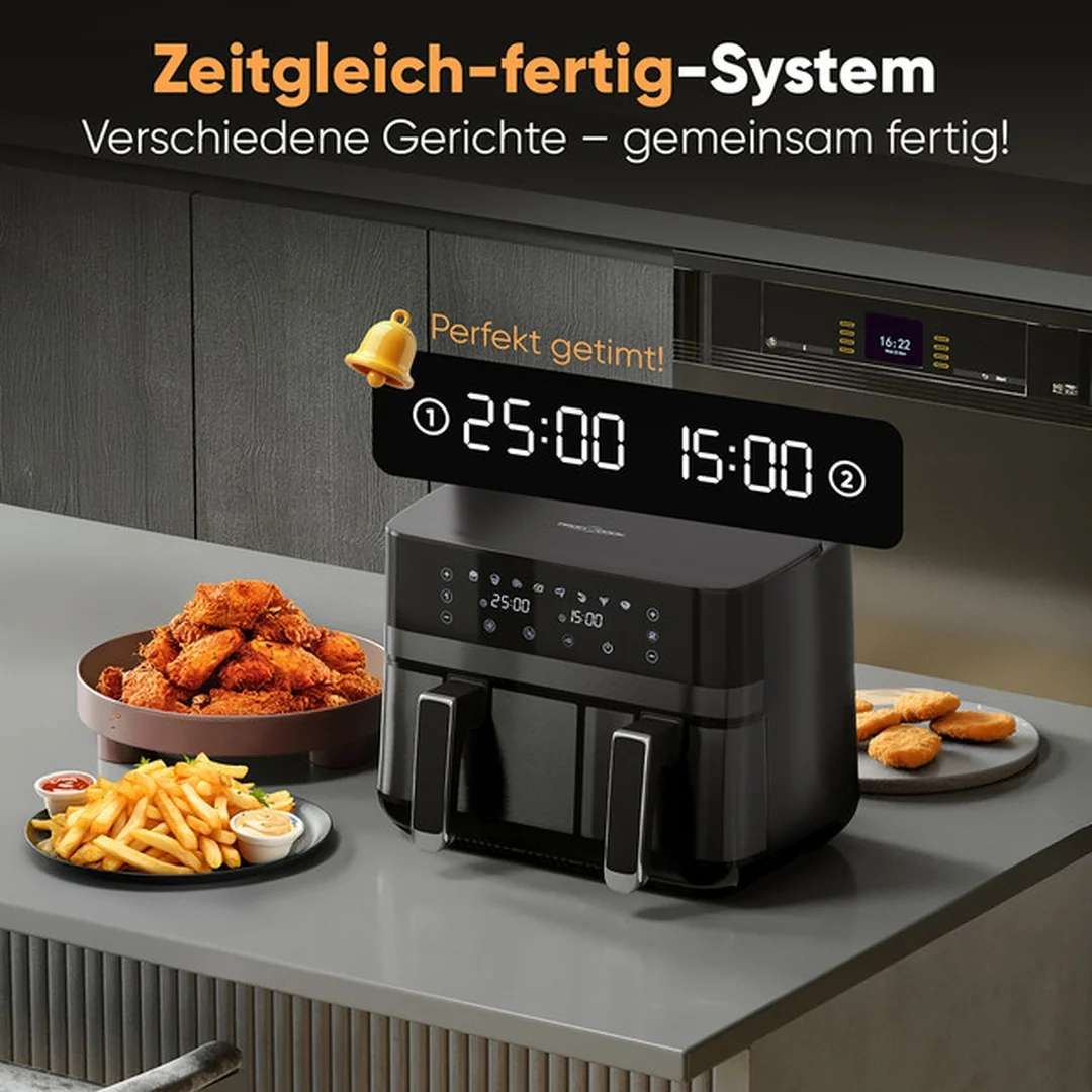 ProfiCook FR 1295 H Horkovzdušná fritéza 9L dvojitá 1x5,5 1x3,5