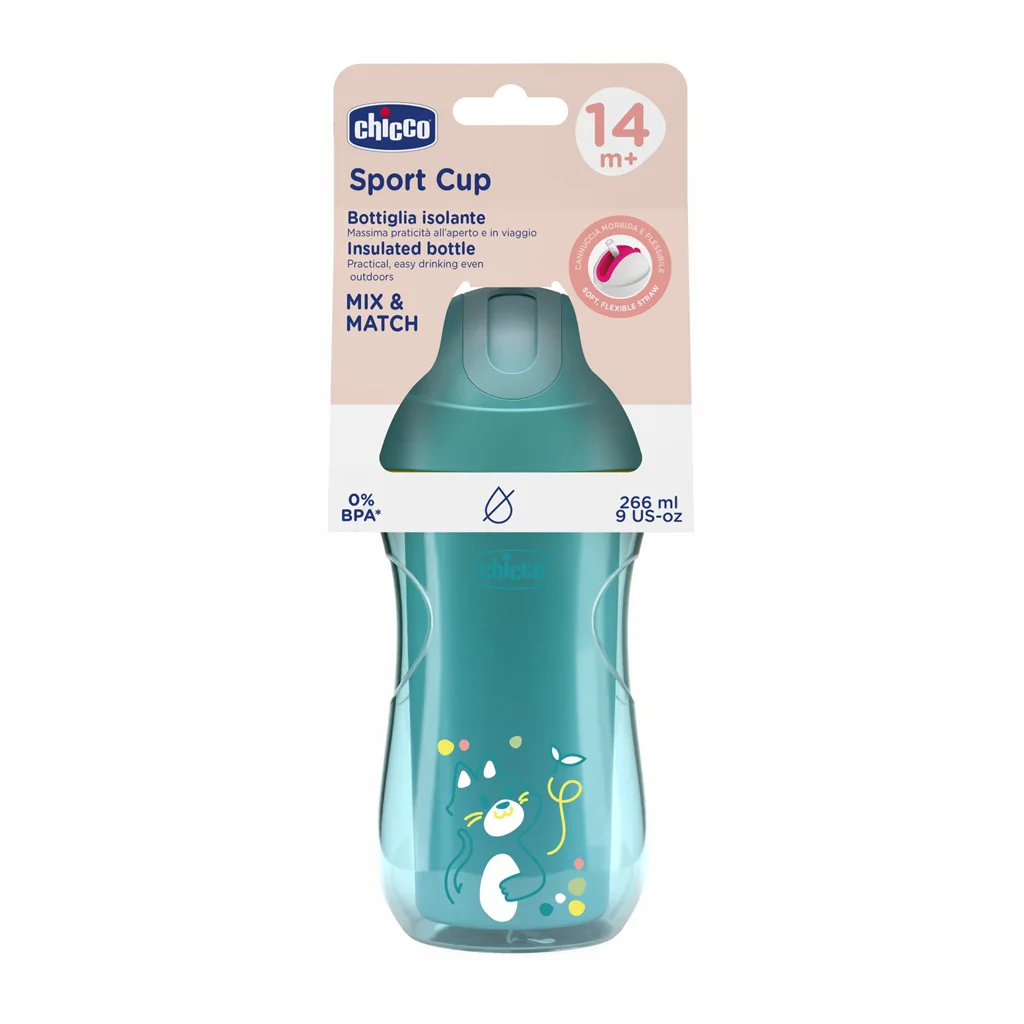 Chicco Hrneček Sport termo se slámkou 14m+ 266 ml teal