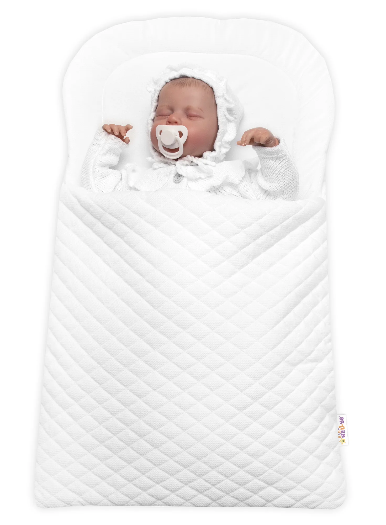 Baby Nellys Zavinovačka, fusak Deluxe na zip, prošívaný Velvet - bílá