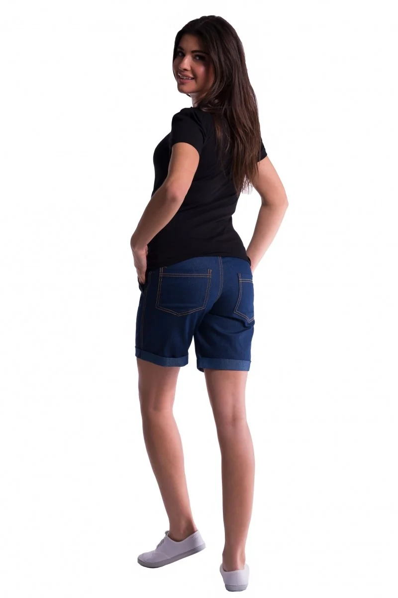 Be MaaMaa Těhotenské kraťasy s elastickým pásem - modrá/mořská, vel. XXXL