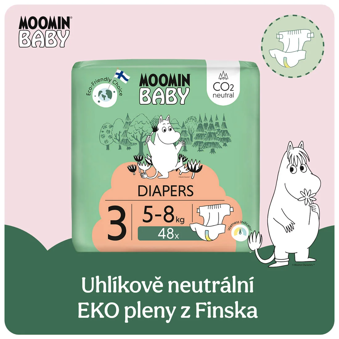 Moomin Baby 3 Midi 5–8 kg eko pleny 48 ks