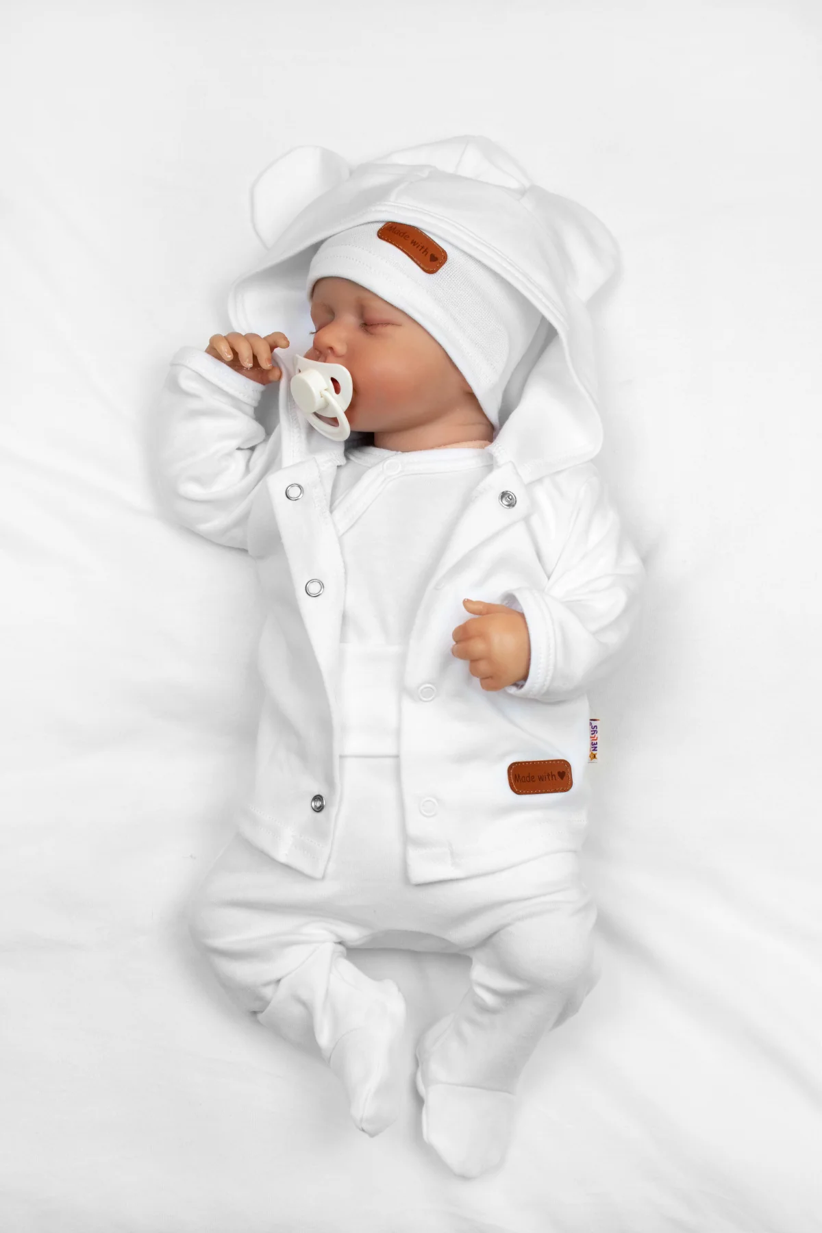 Baby Nellys 5D Bavlněná souprava pro miminko do porodnice Nature, bílá, 56