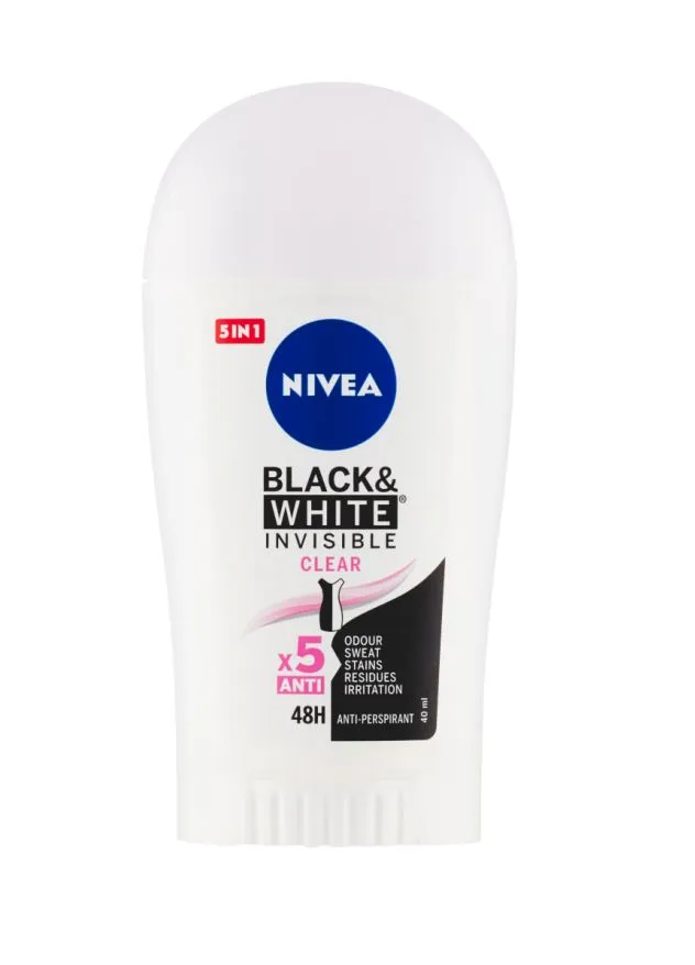 Nivea Black & White Invisible Clear tuhý antiperspirant pro ženy 40 ml