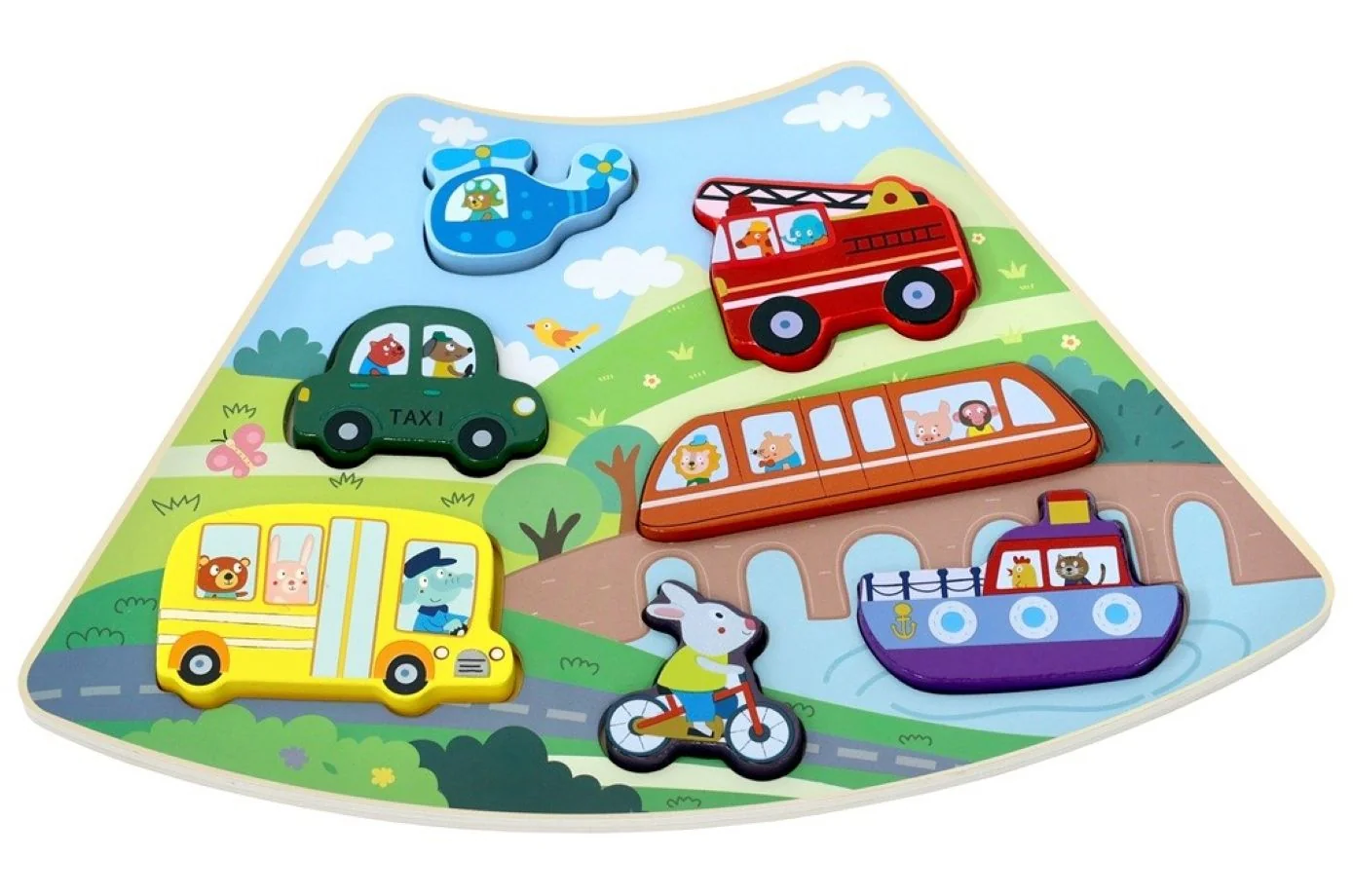 2Kids Toys Dřevěné puzzle Dopravní prostředky propojitelné