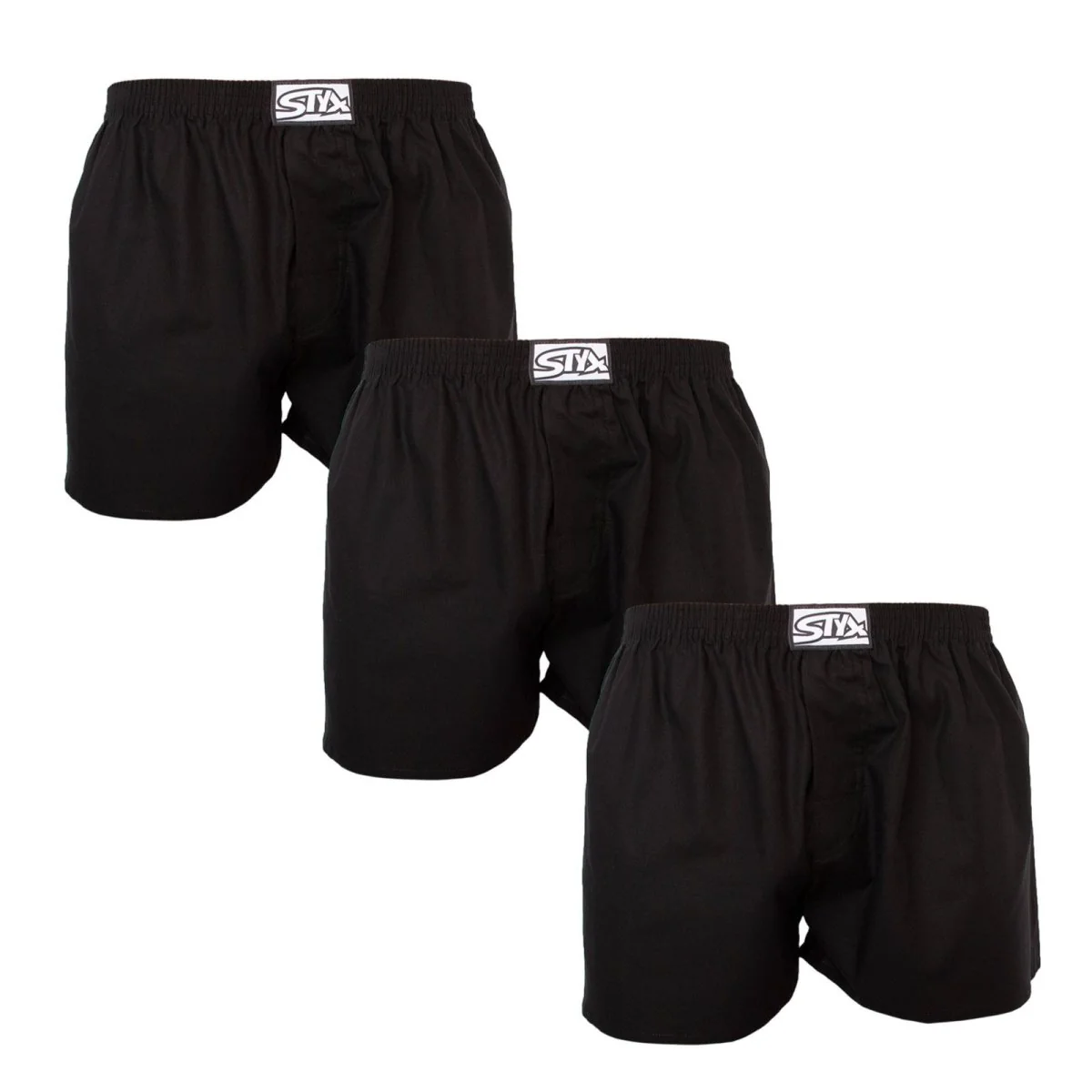Styx 3PACK pánské trenky klasická guma černé (3A0960) S
