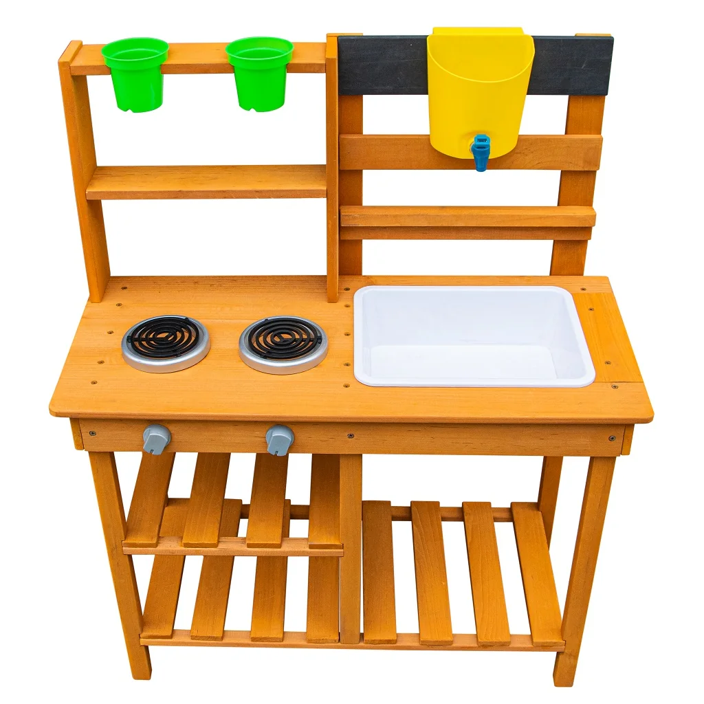 2Kids Toys Dřevěná zahradní kuchyňka s dřezem