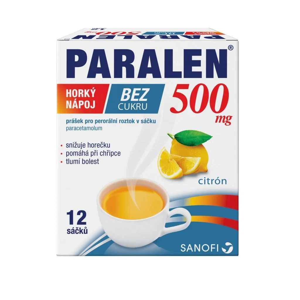 Paralen Horký nápoj bez cukru 500 mg 12 sáčků