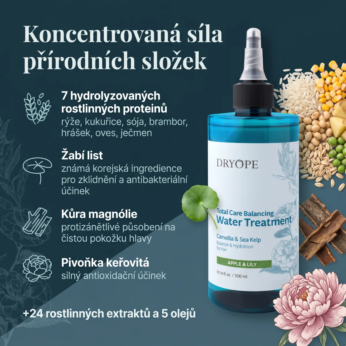 DRYOPE Apple&Lily lehká pečující kúra proti lupům 300 ml