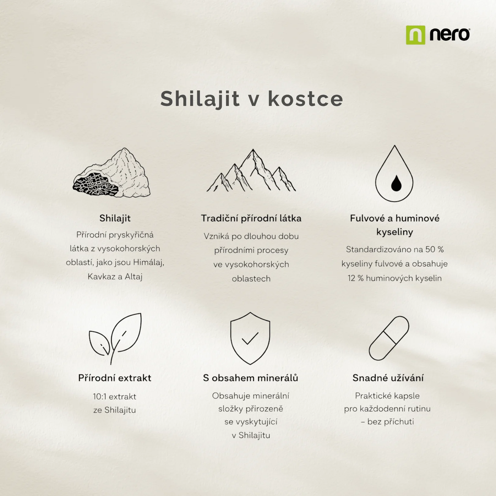 NERO Shilajit Mumio 1300 mg 180 kapslí