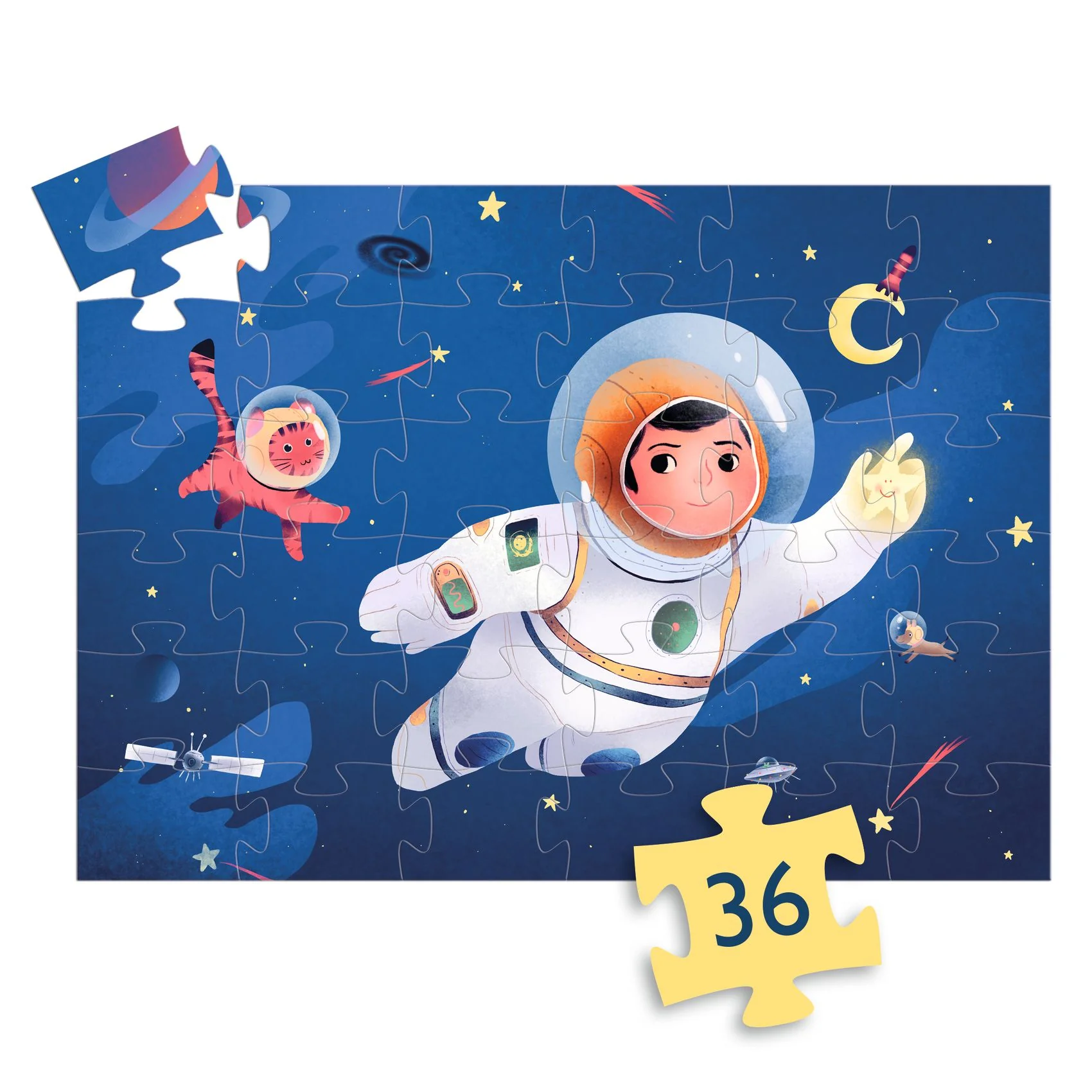 Djeco Puzzle v krabici - Astronaut na měsíci (36 dílků)