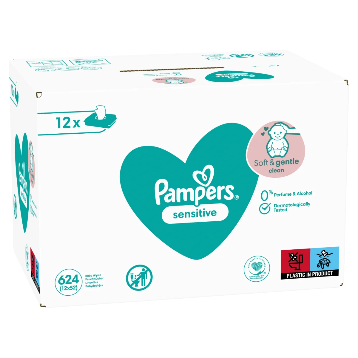 Pampers Sensitive vlhčené ubrousky box 12x52 ks