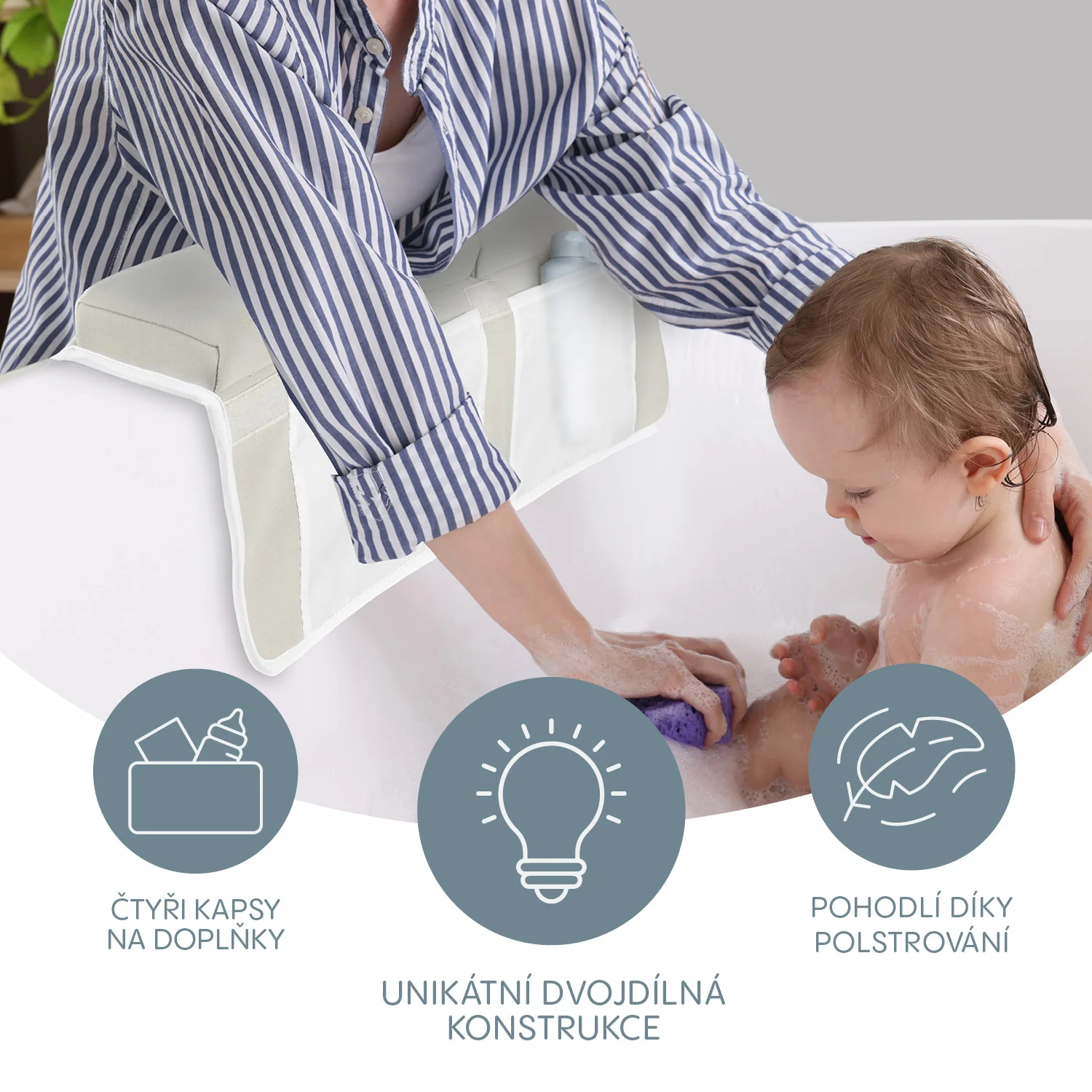 Zopa Podložka loketní na okraj vany, Grey