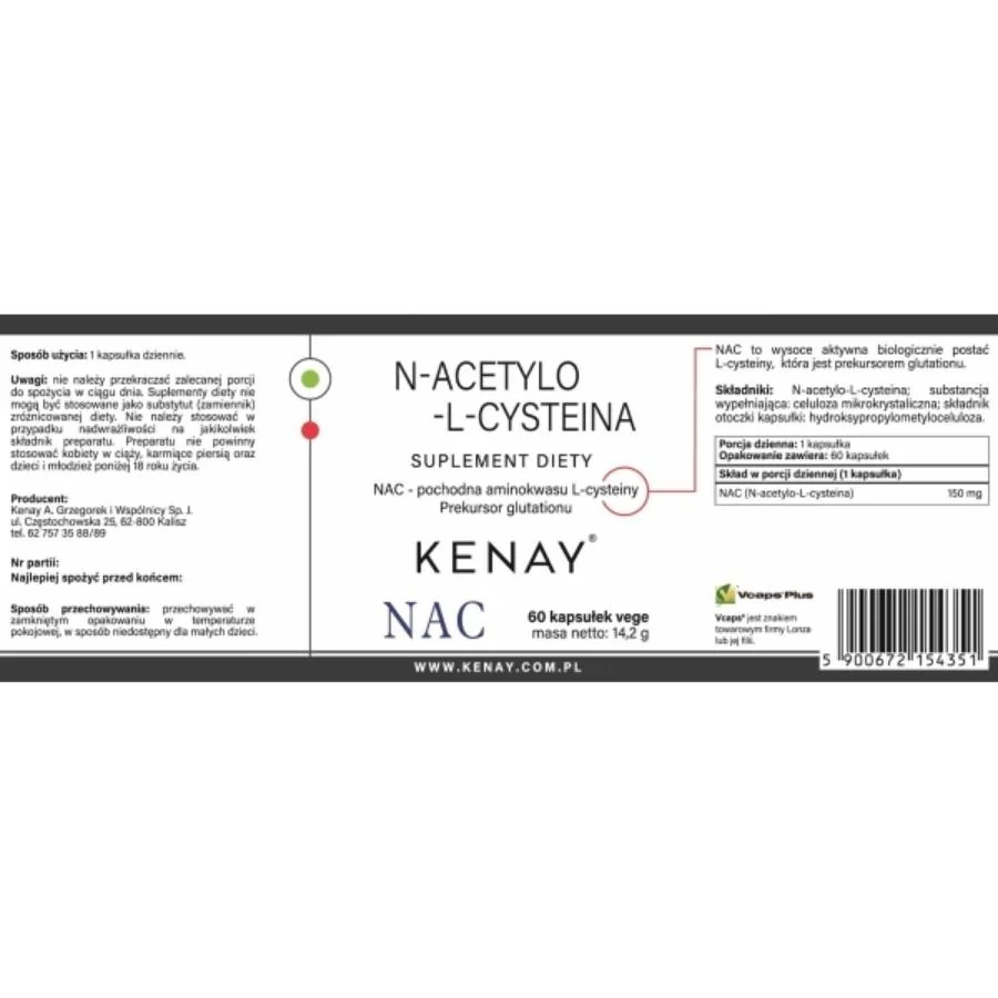 Kenay NAC N-acetyl L-cystein 150 mg 60 kapslí