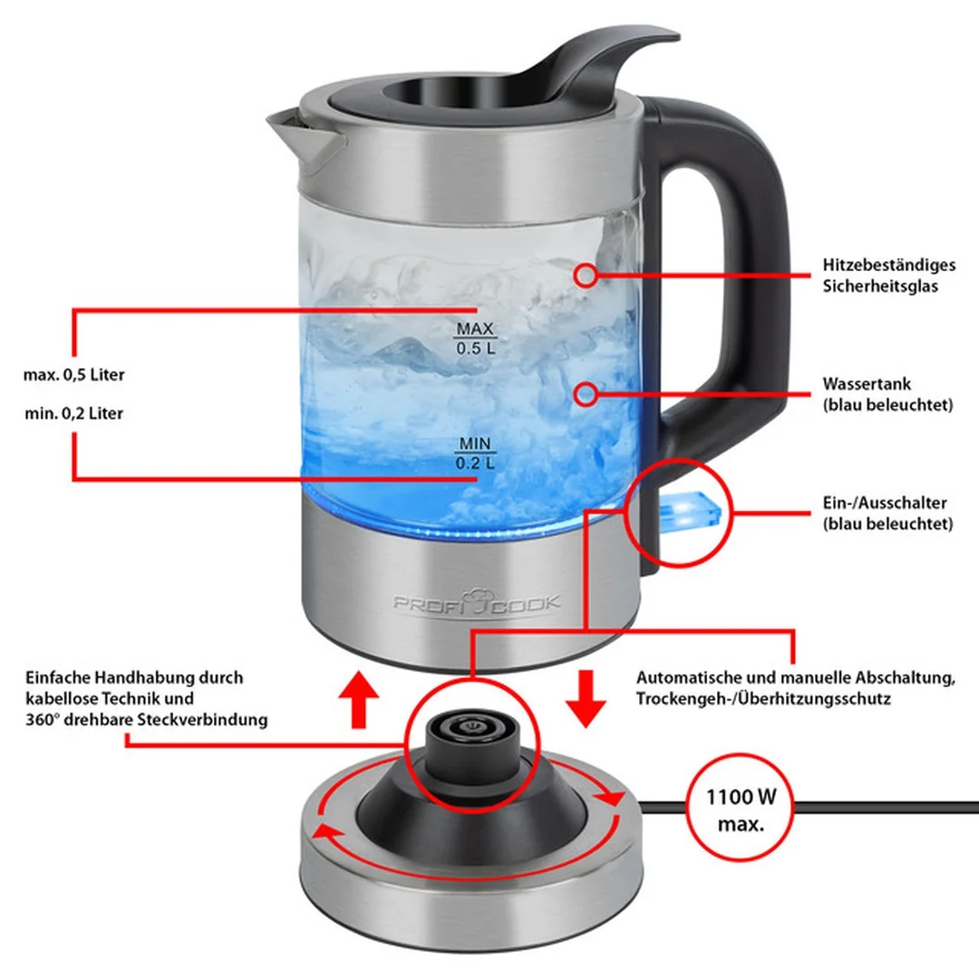ProfiCook WKS 1228 rychlovarná konvice 0,5L