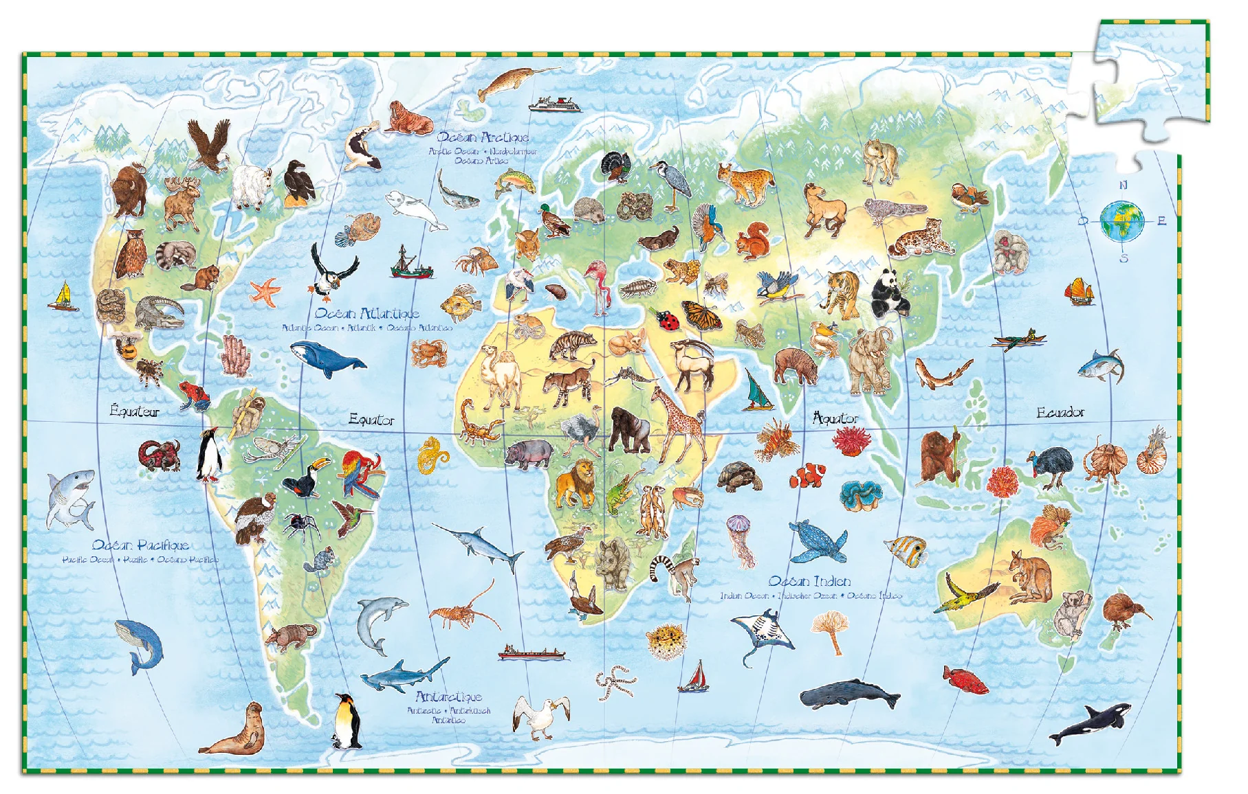 Djeco Obrázkové puzzle Světová zvířata - 100 pcs