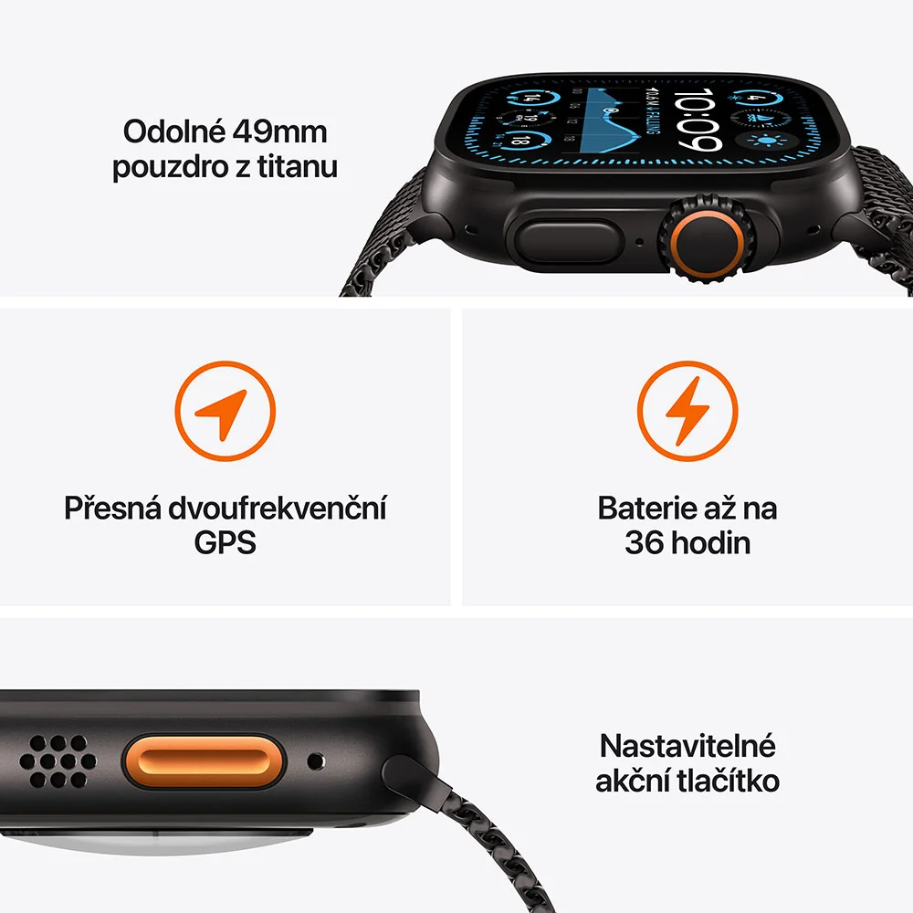 Apple Watch Ultra 2 49mm Natur Tit, Blue Trail,S/M chytré hodinky