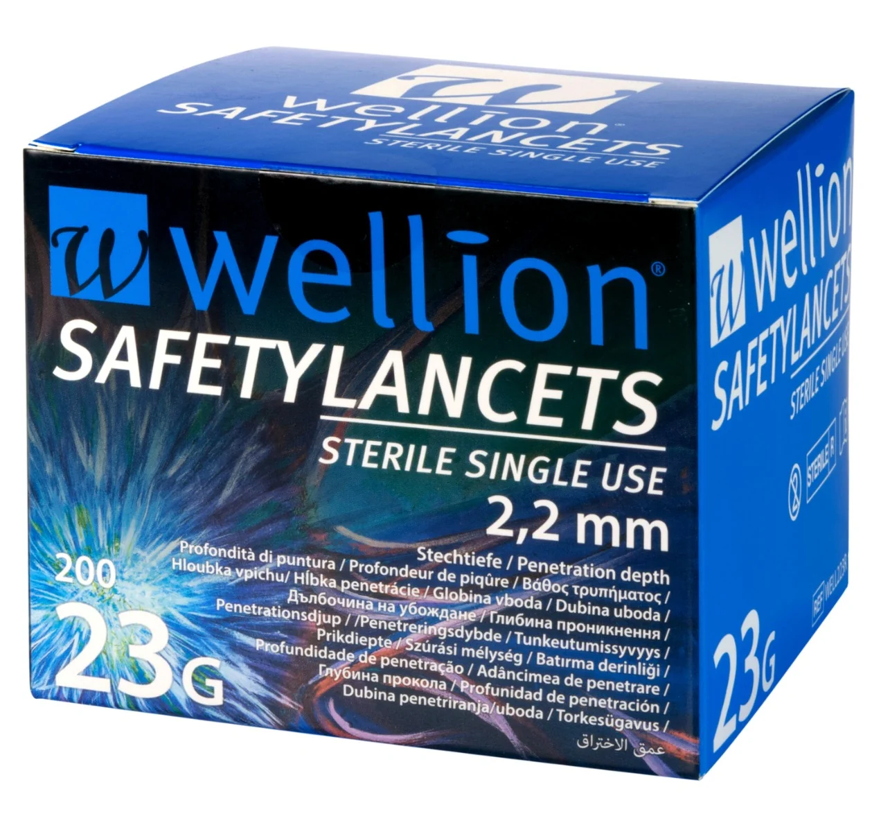 Wellion Safety Lancets 23G jehly jednorázové 200 ks