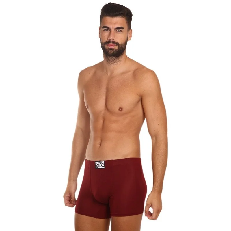 Styx Pánské boxerky long klasická guma vínové (F1060) M