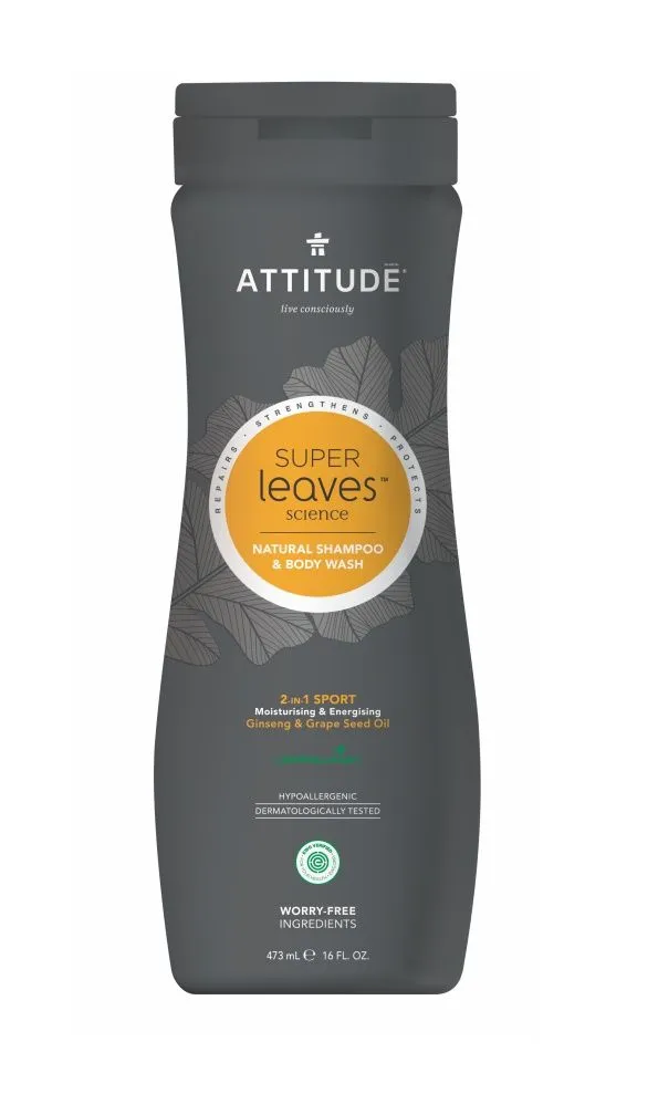ATTITUDE Super leaves Přírodní pánský šampon na normální vlasy & tělové mýdlo 2v1