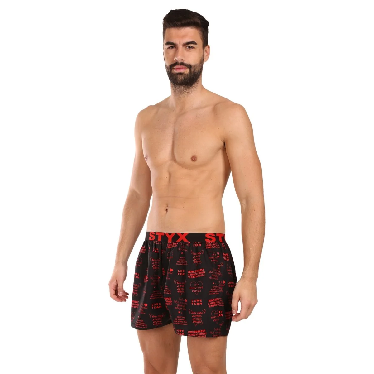 Styx Pánské trenky art sportovní guma Valentýn texty (B1757) L