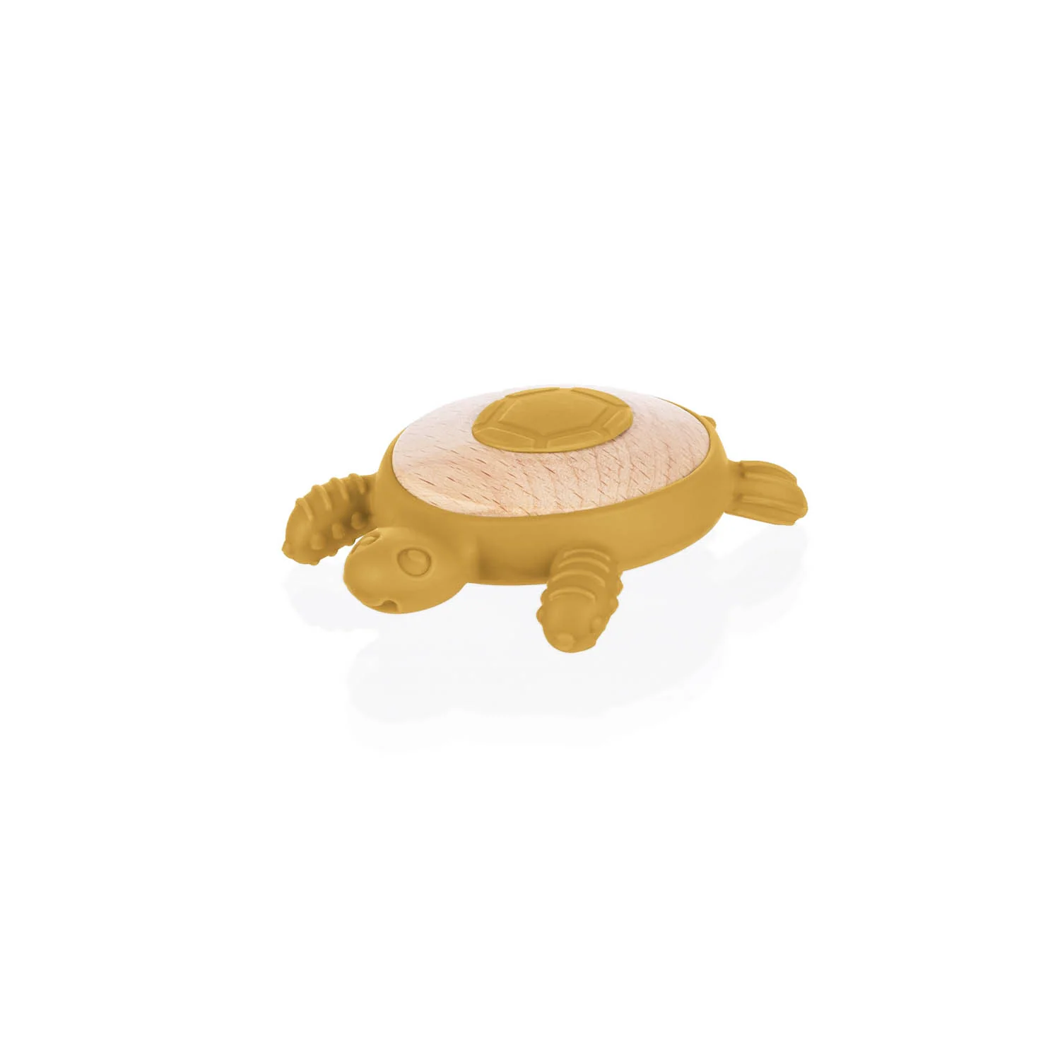Zopa Silikonové dřevěné kousátko Turtle, Mustard Yellow 4