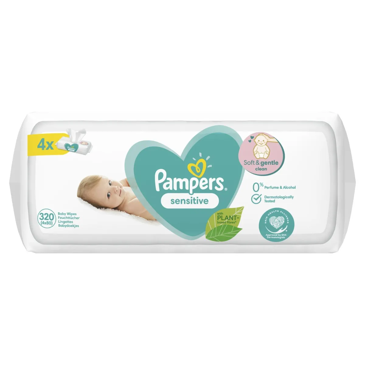 Pampers Sensitive vlhčené ubrousky 4x80 ks