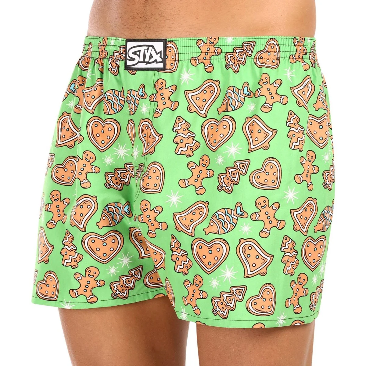 Styx Pánské trenky art klasická guma nadrozměr Vánoce perníčky (E1753) 5XL