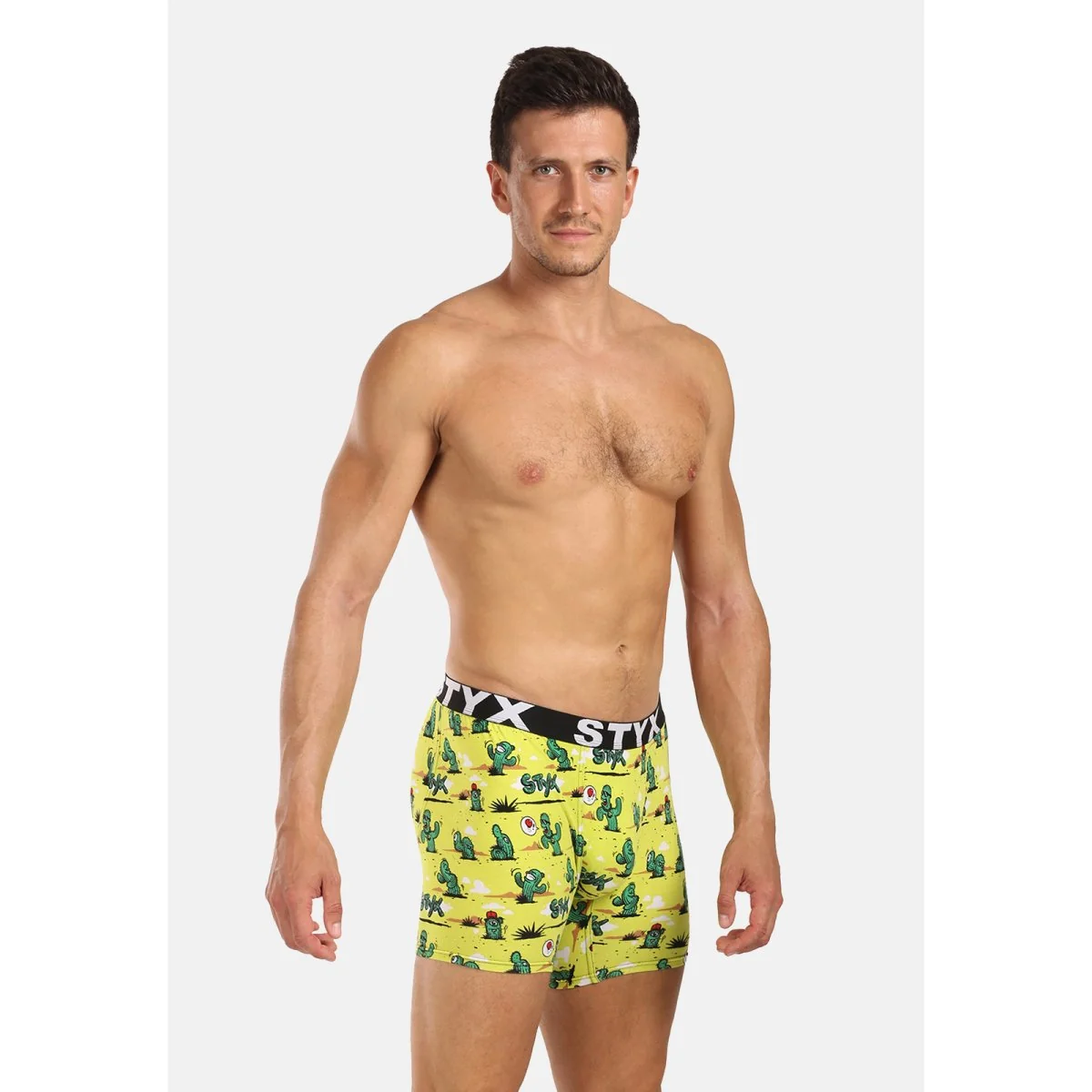 Styx Pánské boxerky long art sportovní guma kaktusy (UN1351) XXL