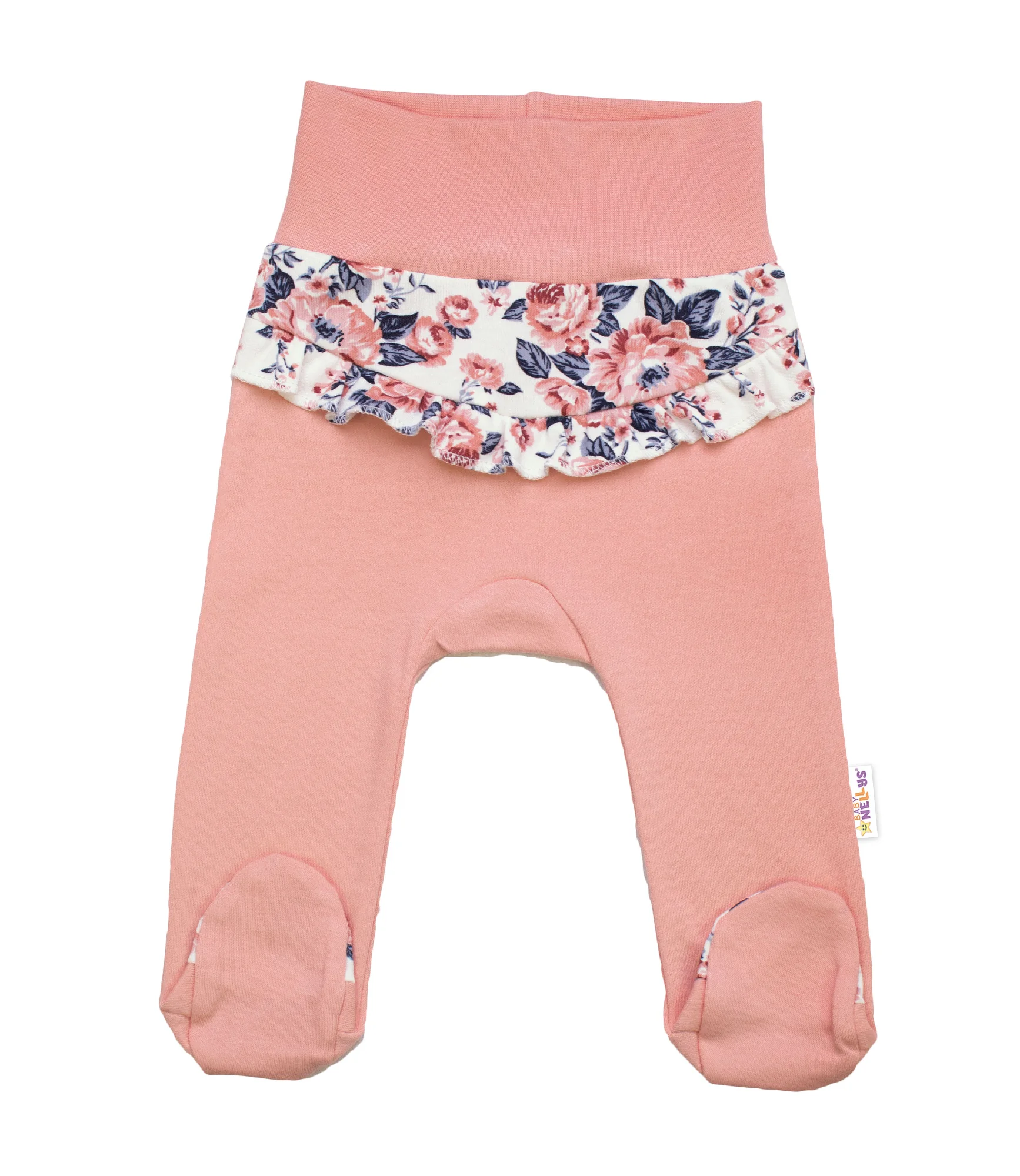 Baby Nellys Bavlněná sada 2D, body + polodupačky Růžičky, pudrově růžová