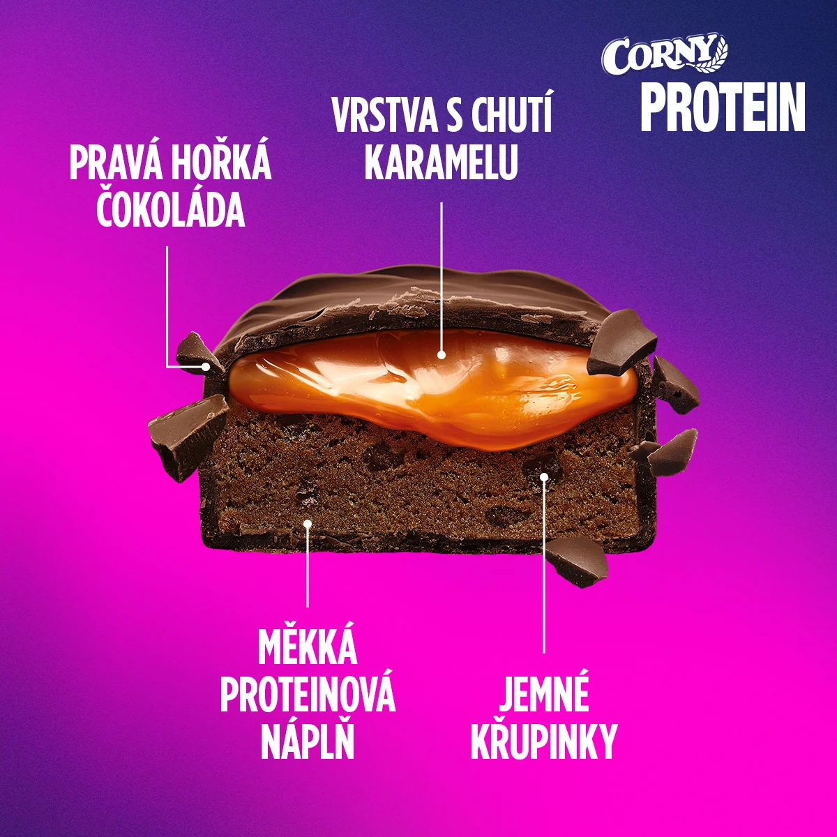 Corny Protein SOFT hořká čokoláda-brownie 45 g