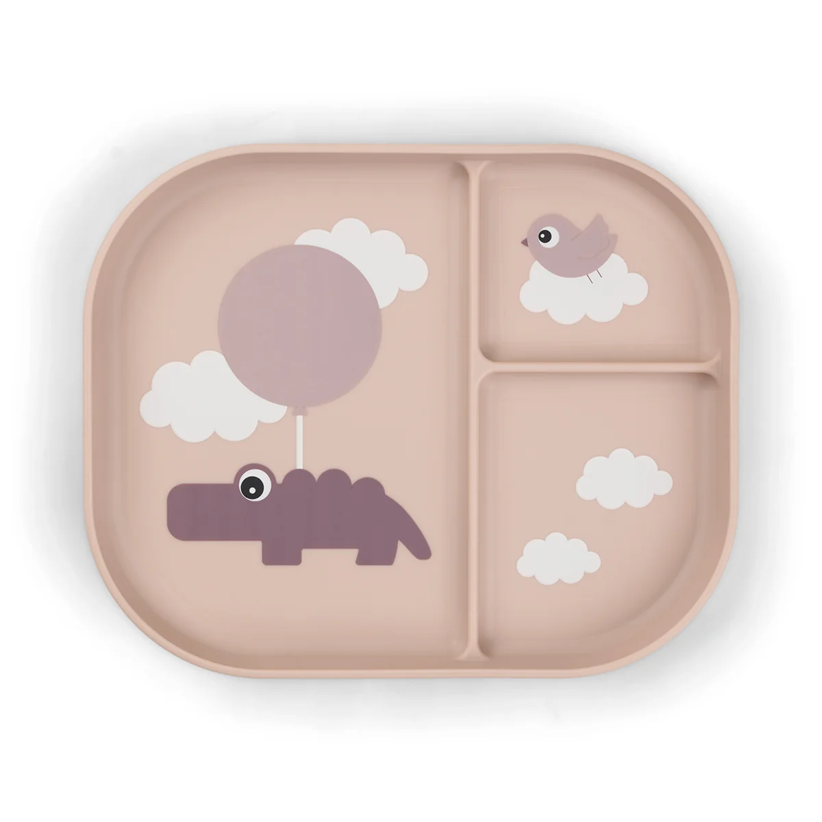 Done by Deer dělený talíř Foodie Happy clouds, růžový