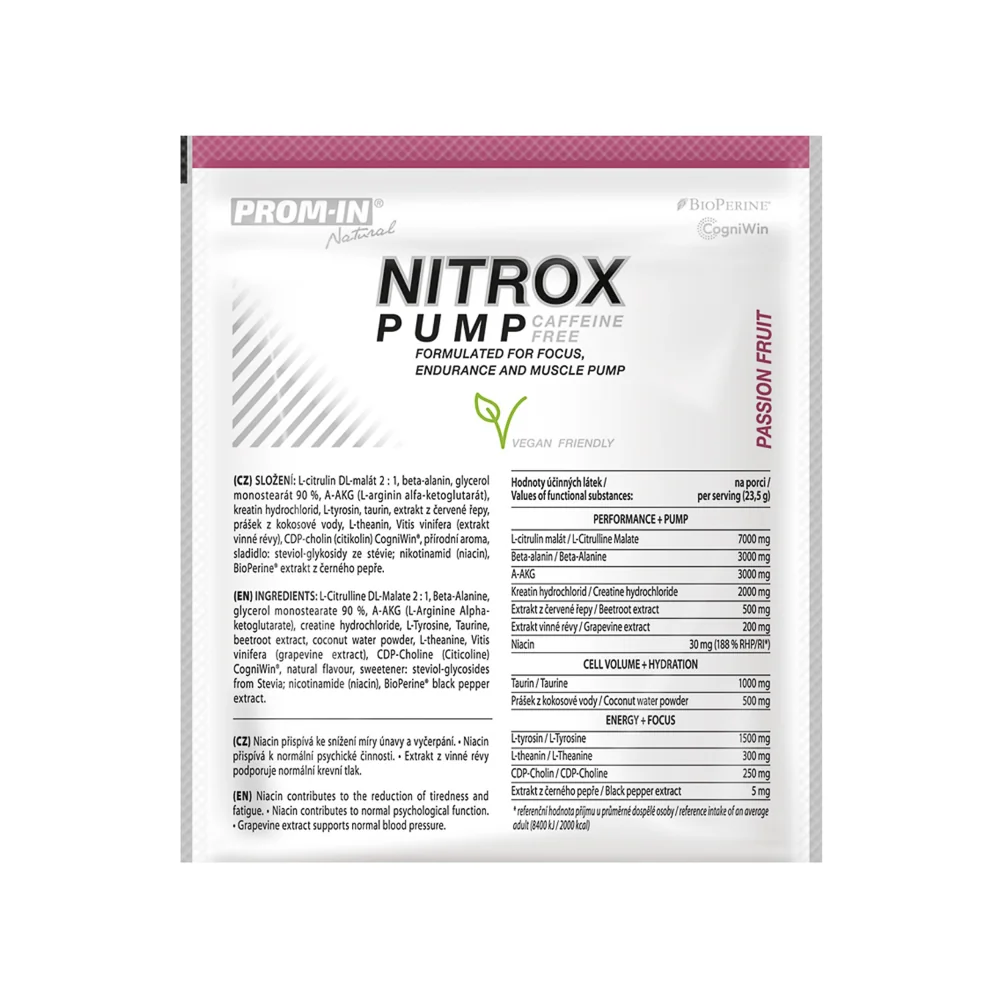 PROM-IN Nitrox Pump caffeine free clean 23,5 g marakuja