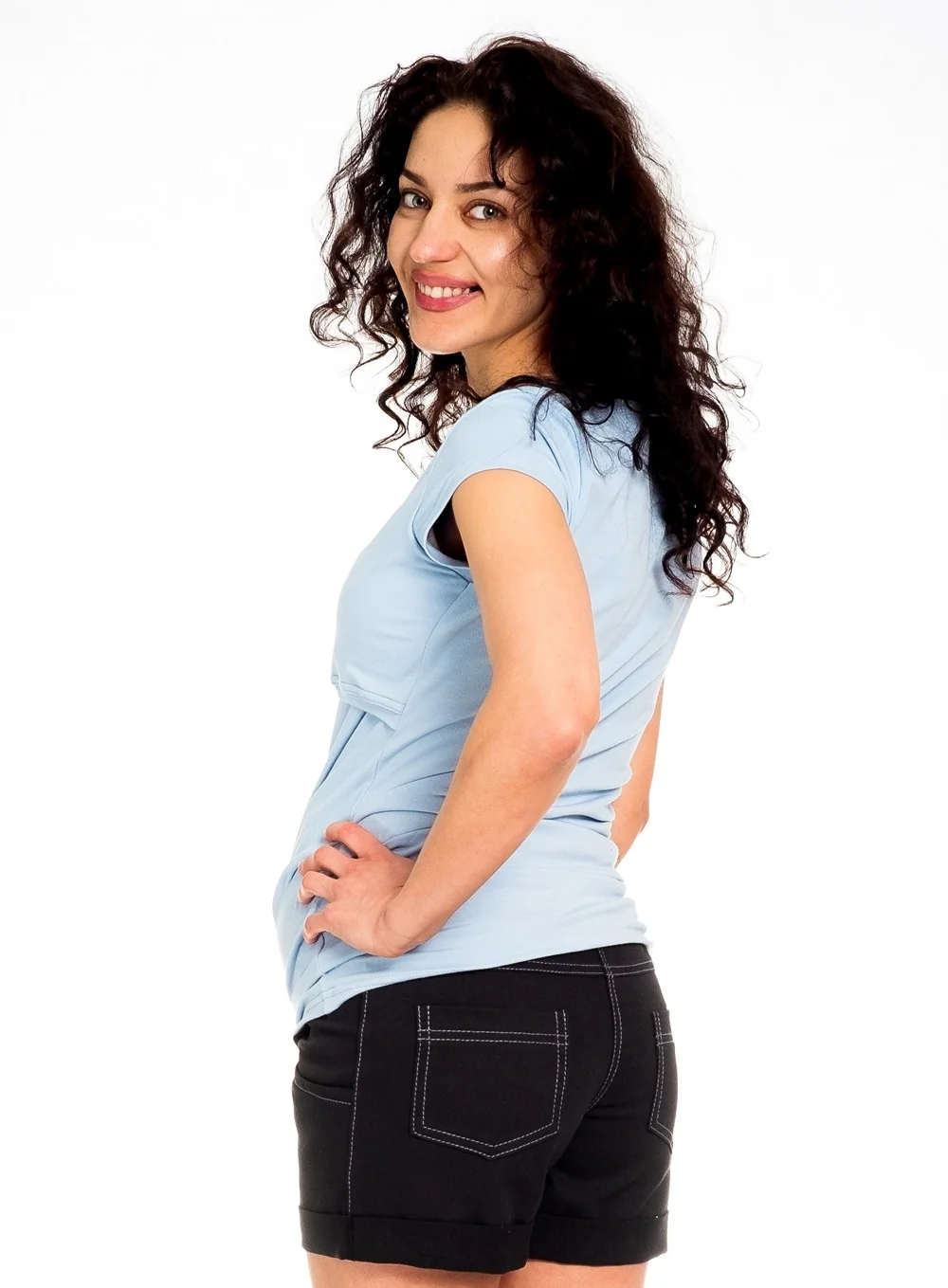 Be MaaMaa Těhotenské kraťasy Jeans - černé, vel. L