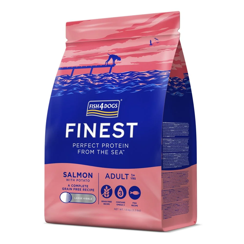 Fish4Dogs Granule malé pro dospělé psy Finest losos s bramborami 1,5 kg, 1+
