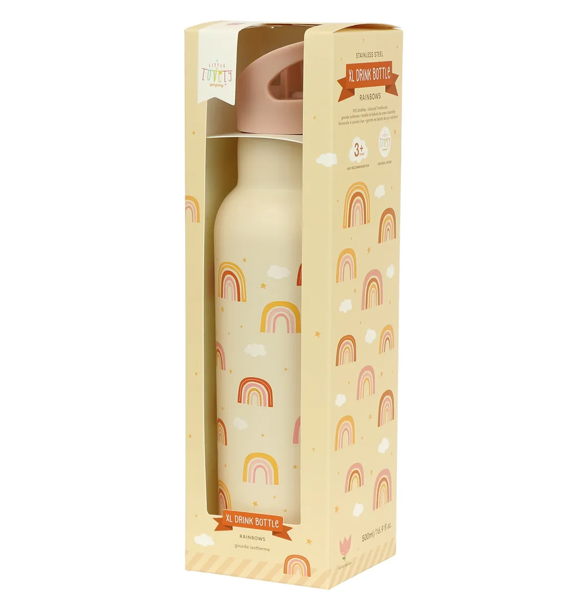 A Little Lovely Company nerezová lahev na pití, 500 ml - duha