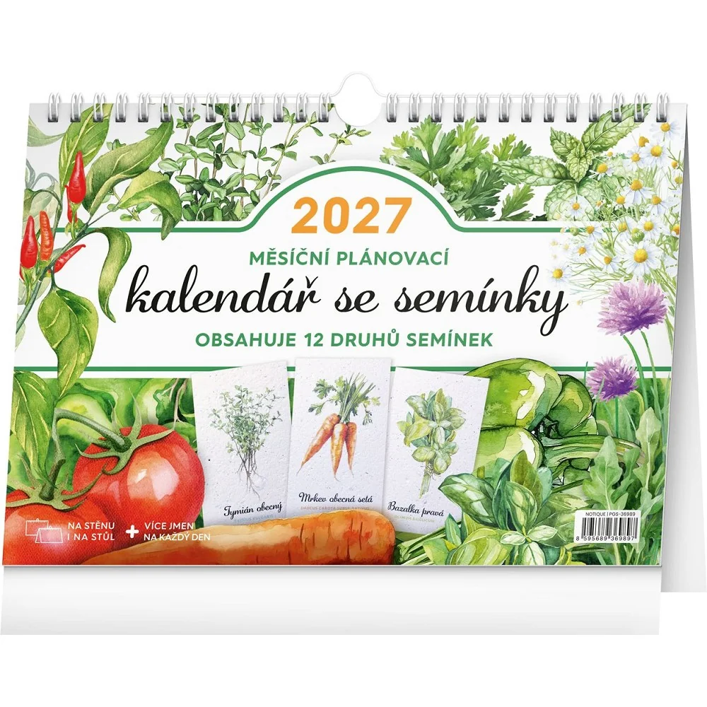 NOTIQUE Měsíční plánovací kalendář se semínky 2027 30 × 21 cm